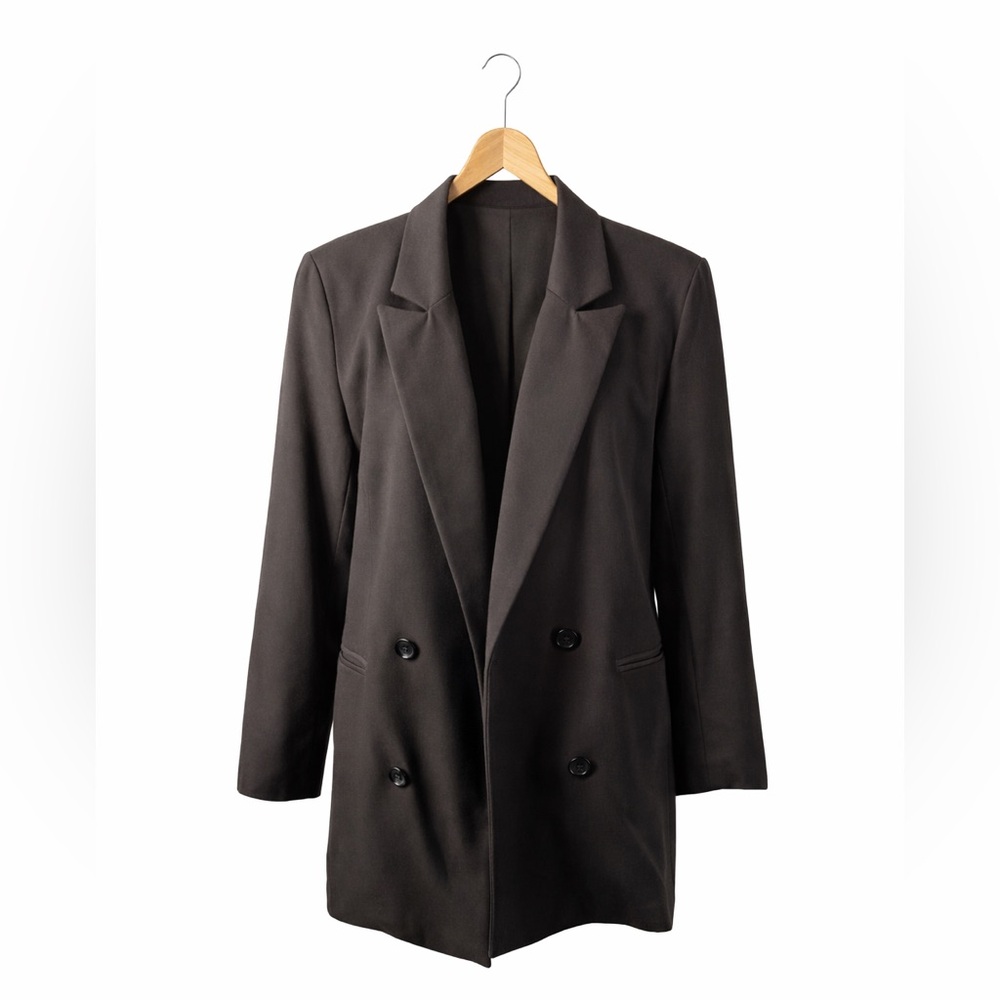 Rachel Zoe Double Breasted Blazer Brown Tailored Office Chic Jacket Size M - Picture 12 of 12